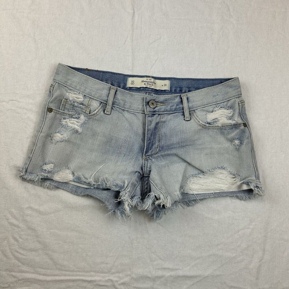 Abercrombie Fitch Cut Off Shorts Womens 00 Waist 24 Distressed Expossed Pocket